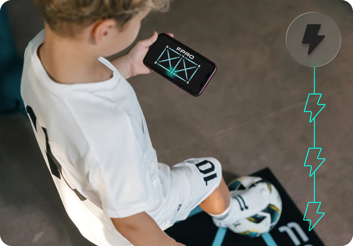 A young FPRO player following the app on the mat